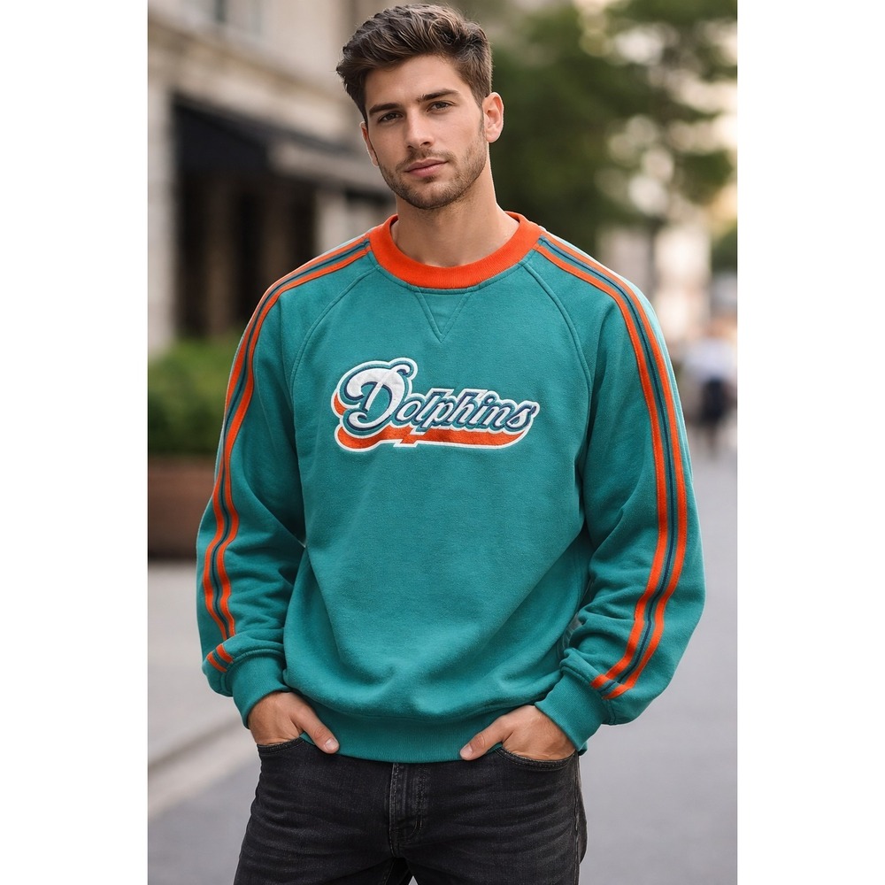 VTG 90s Miami Dolphins Pro‎ Player 1996 NFL Crewneck Pullover Sweatshirt Men's L